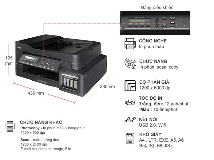Máy In phun màu đa năng Brother DCP-T710W